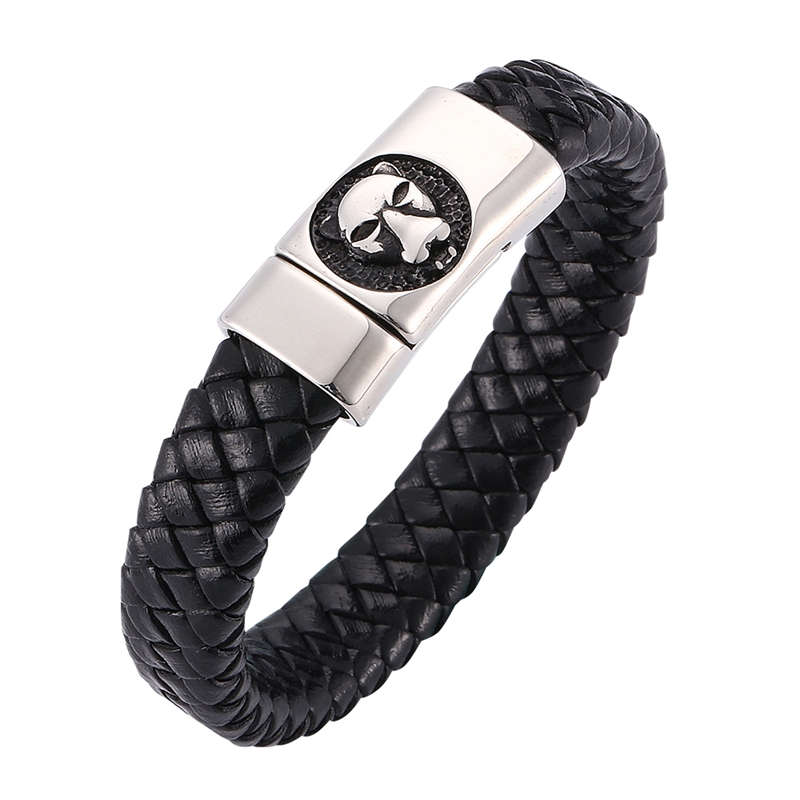 

Stainless Steel Animal Magnetic Buckle Bracelets & Bangles Men Chain Wristband Leather Bracelets Fashion Jewelry Gift SP266
