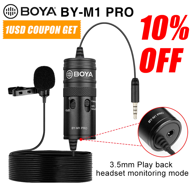 

BOYA BY-M1 Pro Lapel Microphone 3.5mm Audio Universal Clip-on Lavalier Mic for Android Smartphones DSLR Camera Recorder