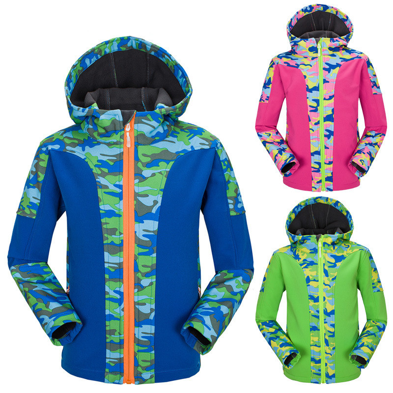 

New Children Winter Fleece Softshell Jacket Waterproof Thermal Coat Outdoor Quality Girl Boy Camping Hiking Windbreaker, Blue