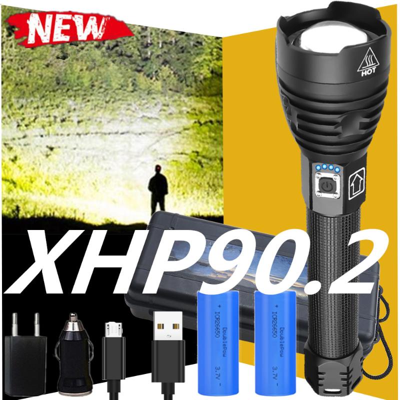 

250000 Glare XHP90.2 Most Powerful LED 18650 OR 26650 USB LED Torch XHP70 XHP50 Lantern 18650 Hunting Lamp Hand Light