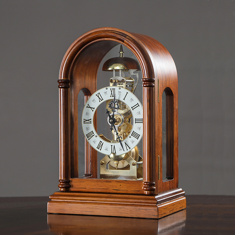 

Vintage Mechanical Table Clock European Solid Wood Clock Desk Retro Table Watch Desk Living Room Bedroom decor