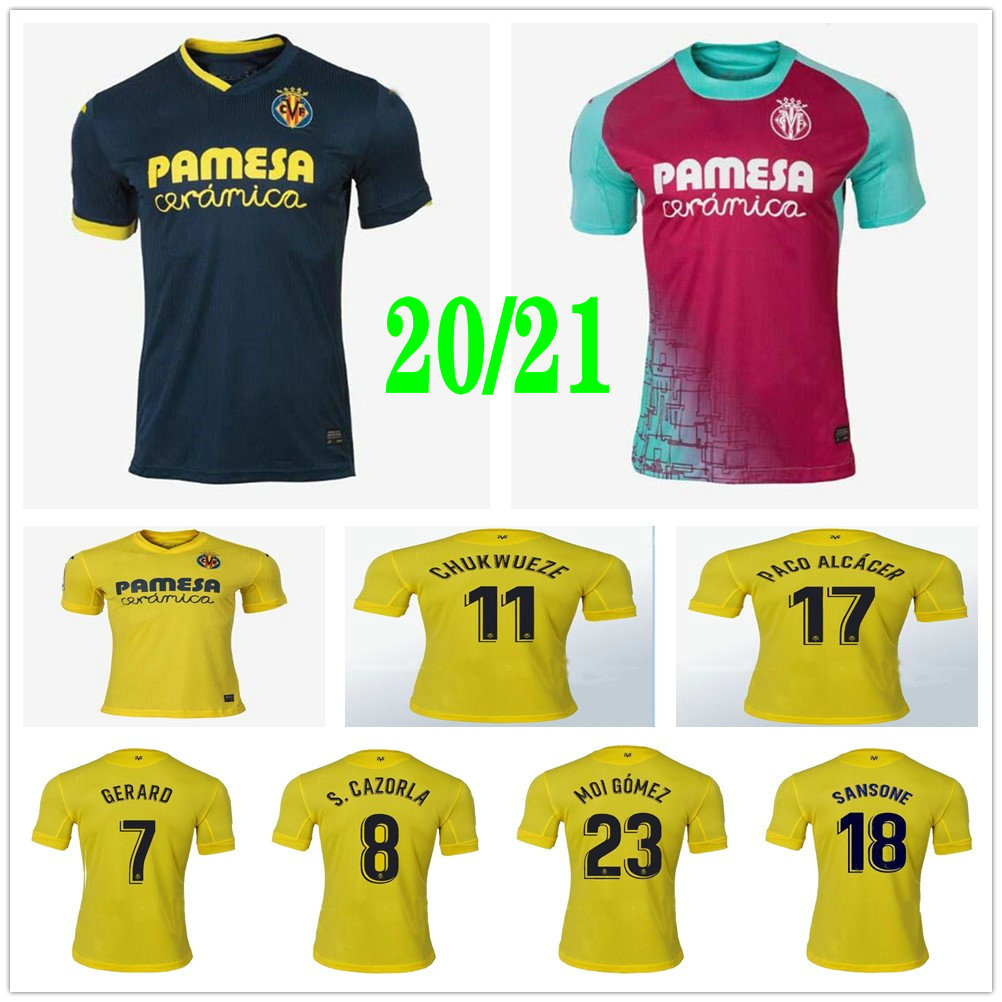 

2020 2021 Villarreal CF Soccer Jerseys .CAZORLA CHUKWUEZE FORNALS PEDRAZA MORENO EKAMBI IBORRA Custom Home Away Third 20 21 Football Shirt, Blue men size s-xxl