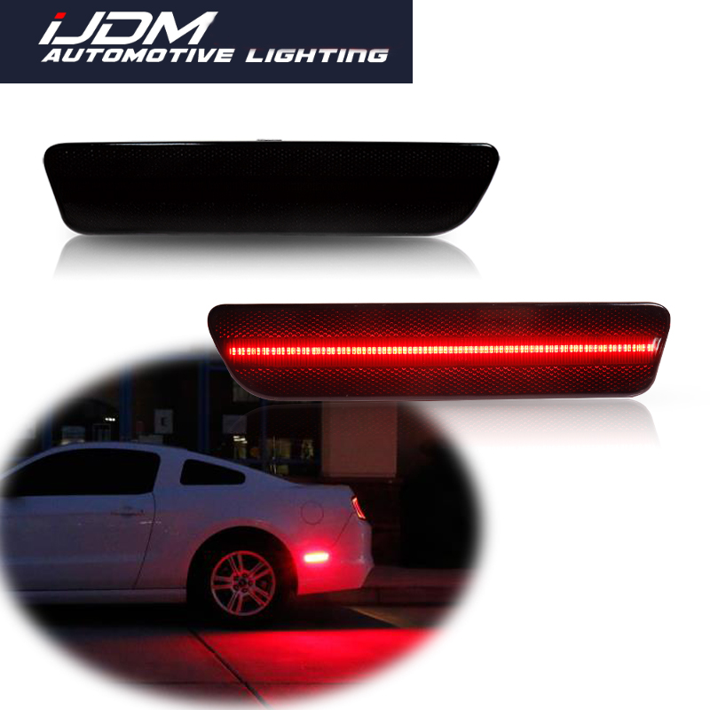 

iJDM For 2005-2009 Mustang 2PCS Smoked /Red Lens Red Full LED Rear Side Marker Lights, Replace Fender Sidemarker Lamps 12V, As pic