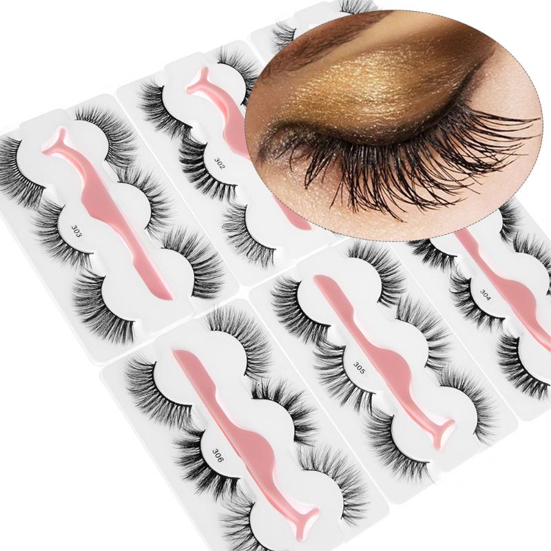 

LEKGAVD False Eyelashes Wispy Fluffy Thick Long False Eyelashes With 1Pc Tweezers Handmade Extension Beauty Makeup