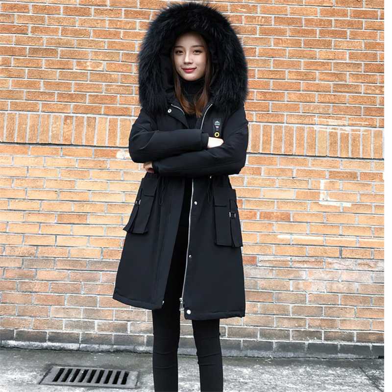 

Mid-length cotton coat female 2020 winter lamb hair Silm hooded clothes women' party