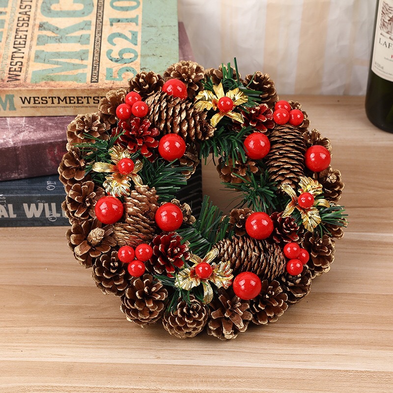 

20cm Wall Hanging Christmas Wreath Decoration For Xmas Party Door Garland Ornament Home Decor Holiday Accessories Drop Shipping, 20cm as picture