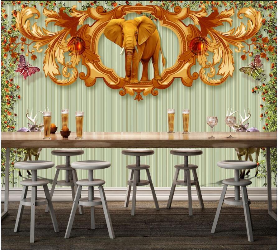 

Custom 3d photo wallpaper mural on the wall Hand-painted flower elephant tooling background home decor living room wallpaper for walls 3 d, Non-woven wallpaper