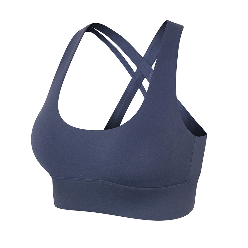 

Top women workout sport bra black yoga suit Quick Dry Fitness Wear blue color WT004
