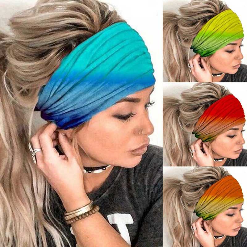 

Women Girls Summer Boho Hair Bands Gradient Headband Bohemian Turban Bandage Bandanas Hair Accessories Headwrap Headwear Gift