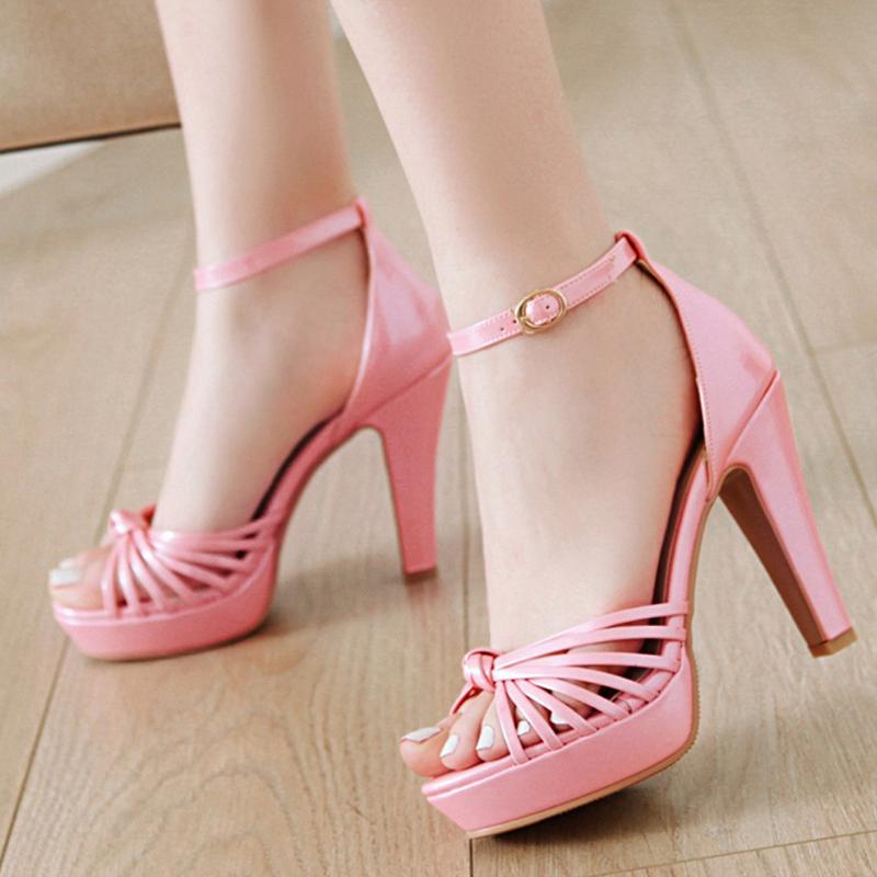 

2020 fashion women sandals Pink patent leather Stripper heels sandals women open toe ankle buckle strap sexy ladies party shoes, Gd