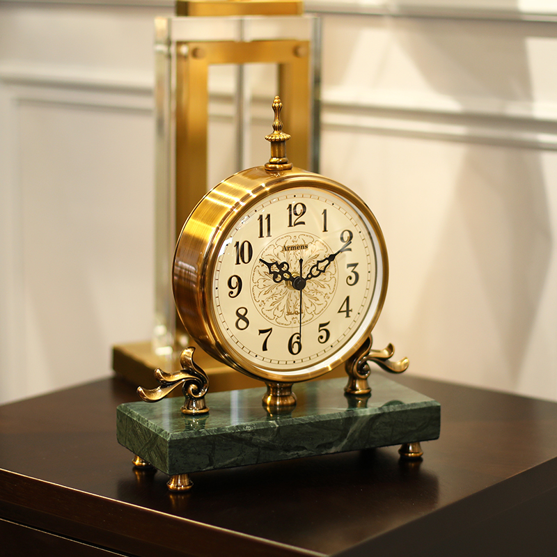

Nordic simple light luxury creative fashion clock living room table top marble silent desk clock home furnishings retro