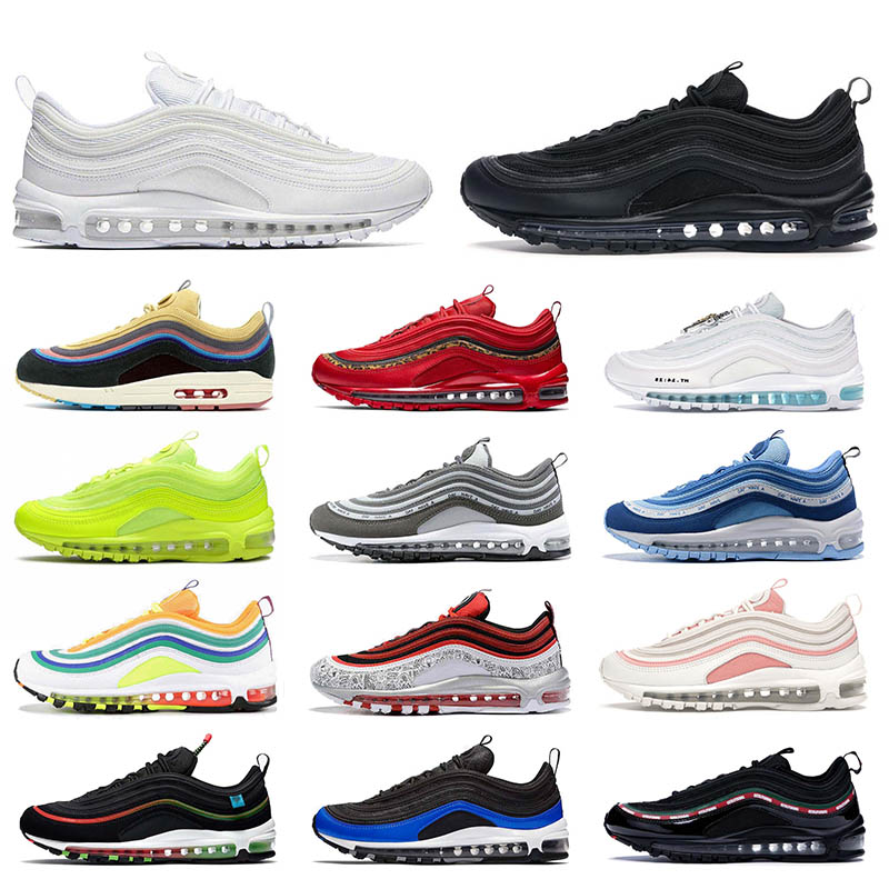 

New Mens 97s Running Shoes Worldwide Pack MSCHF x INRI Jesus Triple White Black Bullet UNDEFEATED Womens Designer Sports Sneakers