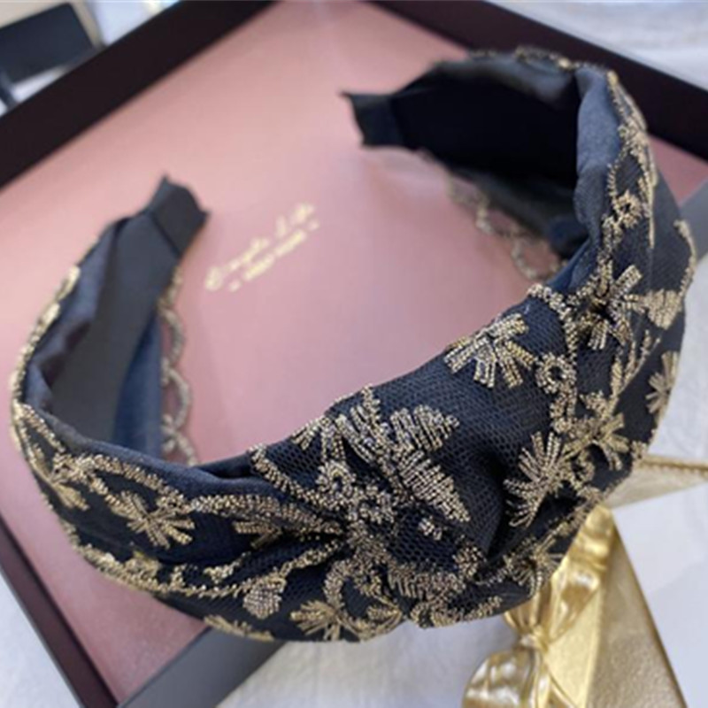 

Korean Lace Knot Head Band for Women Hair Accessories Black Fabric Hairband Knotted Center Ladies Headdress Headband Hair Hoop