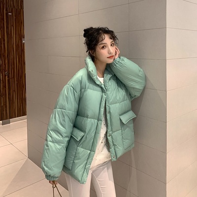 

Women' cotton-padded clothes keep warm, thick and comfortable, all-match short zipper with hood, Green