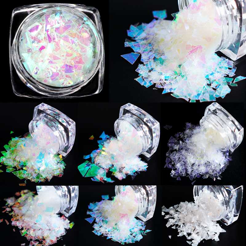 

RIKONKA Holographic Nail Glitter Flakes AB Shell Mermaid Mirror Irregular Paillette DIY Foil Pieces Sequins Nail Art Decorations