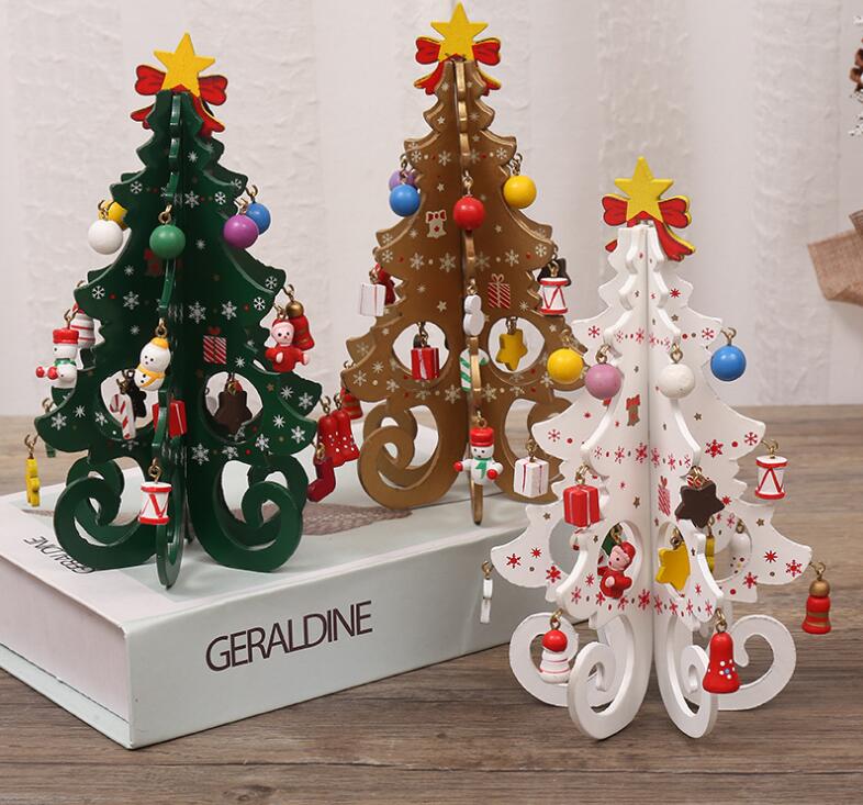 

6 pieces of wooden Christmas tree children hand-made diy three-dimensional Christmas tree scene layout decorations