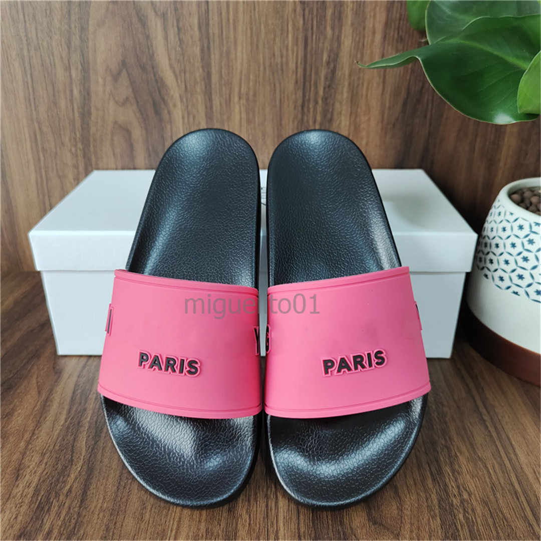 

Paris Sliders Mens Womens Summer Sandals Beach Slippers Ladies Flip Flops Loafers Black White Pink Slides Chaussures Tongues Shoes Home, Red