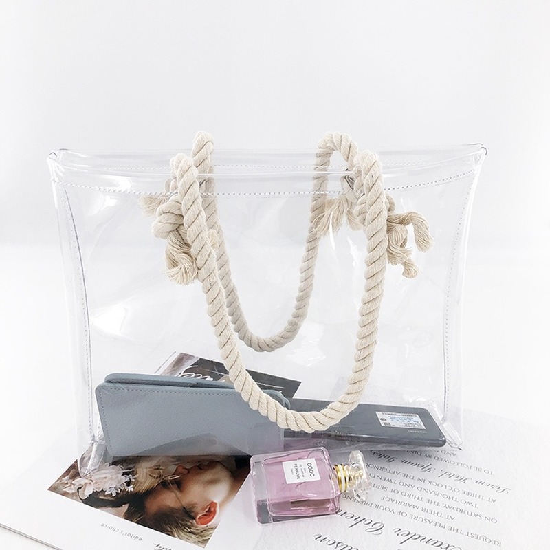 

Europe, America, Japan and South Korea Summer New Cotton Wrist Handbag Transparent Gel Bag PVC Handbag Tote Women's Bag