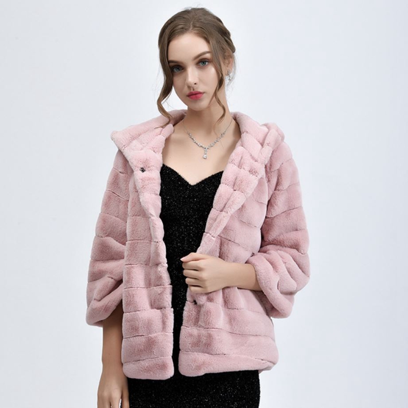 

New style winter fashion fur coat women short versatile fur in one jackets female imitation warm overcoat pink autumn coat, Color same picture