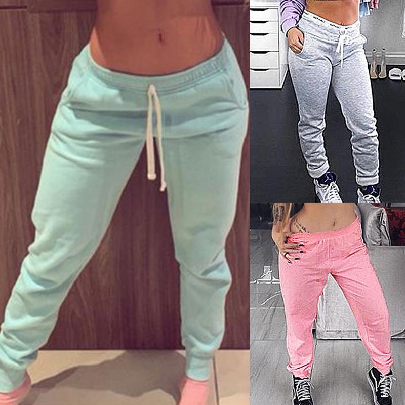 

Women Casual Sport Pants Solid Color Running Jogger Pants Female Solid Tracksuit Elastic Waist Ladies Sweatpants Baggy Trousers, Gray