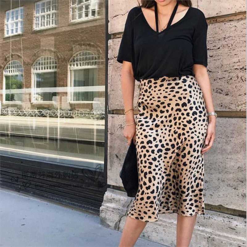 

Summer skirt women 2020 leopard print skirt elastic high waist skirts sexy midi korean club skirts casual streetwear