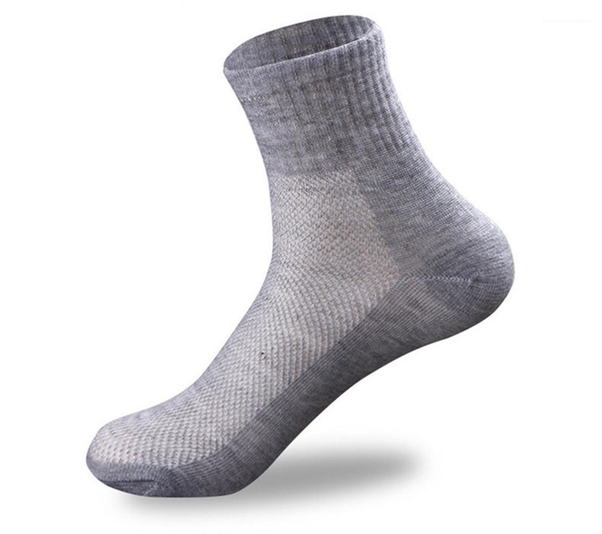 

Casual Homme Mid Calf Length Sock Summer Sports Breathable Mens Socks Solid Color Stretch Fitness Mens Socks, Black