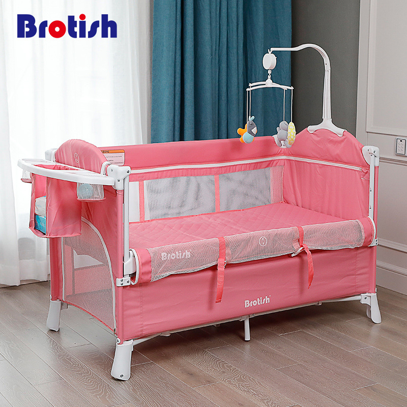 

Collapsible Baby bed European folding kids bed large game baby multifunction portable cradle for 0--6years old babies