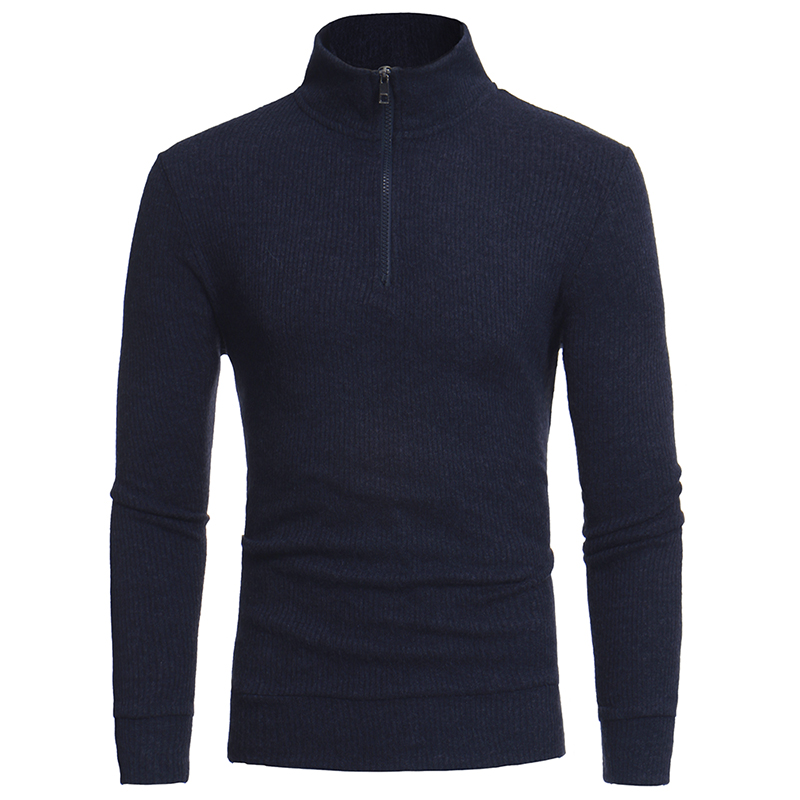 

2020 New Arrivals fashion casual sweater spring men' turtleneck zippers design pullovers Color dot thickening 3-color Asia size, Black