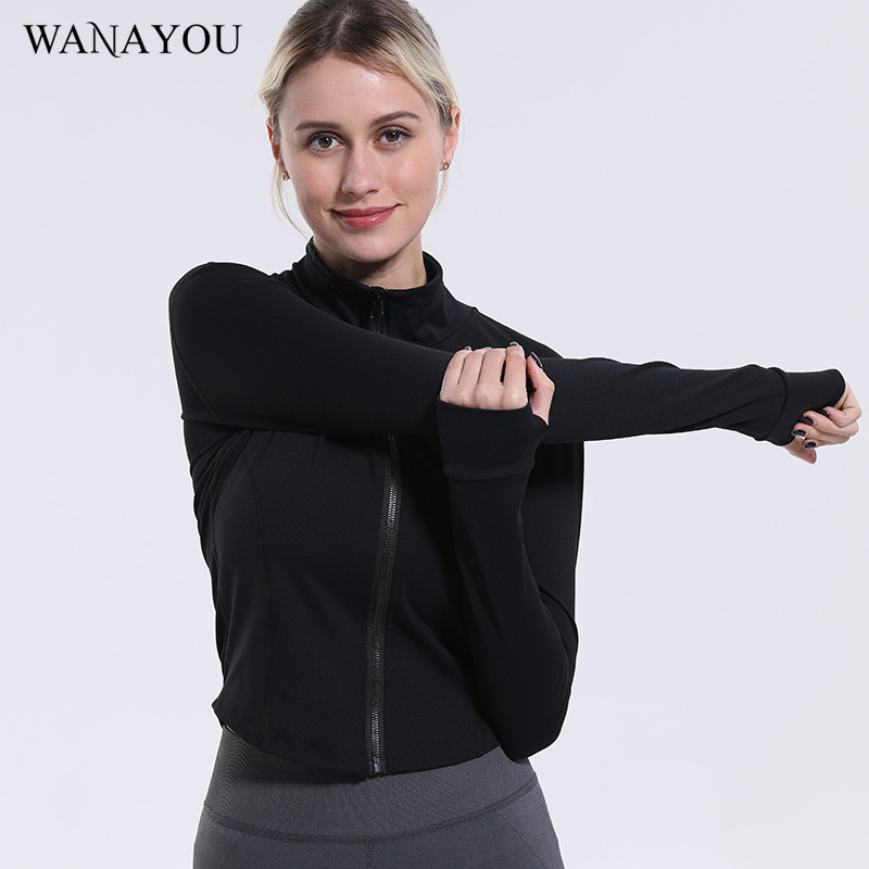 

WANAYOU Women Sports Jackets Sexy Quick Dry Breathable Running Long Sleeve Sportswear Fitness Training Slim Jackets Yoga Clothes, Yellow