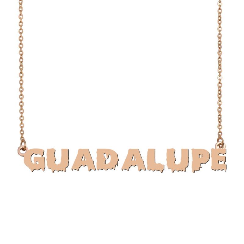 

Guadalupe Name Necklace , Cool Bloody Art Name Necklace for Halloween and Santa's Day Jewelry Gift for Kids Boys Girls