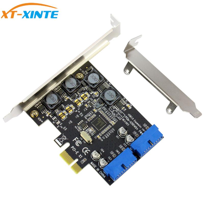 

USB3.0 PCI-E PCI Express X1 Expansion Card Front 5Gb/s USB 3.0 HUB 19PIN Interface Controller Adapter 120X69X90mm for PC Desktop