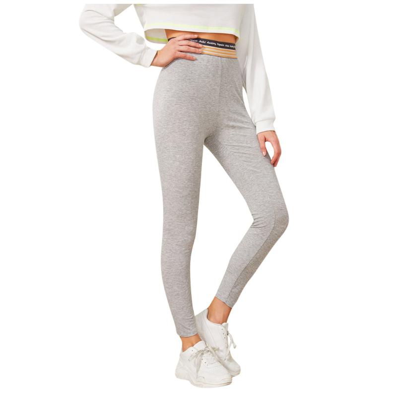 

SAGACE Sport Leggings Yoga Pants Striped Waistband Letter Printing Elastic Fitness Running Pants woman fitness and running, Black