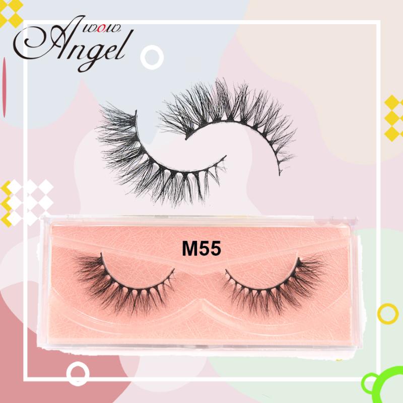 

WOWANGEL Natural Mink 3d Lashes Medium Short Bulk 3D Mink Eyelashes Cruelty Free Fake Lashes Makeup Eyelash Extension M55