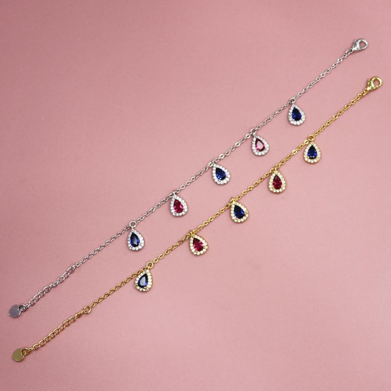 

Classic fashion red and blue zircon bracelet wedding gift for girls L0323