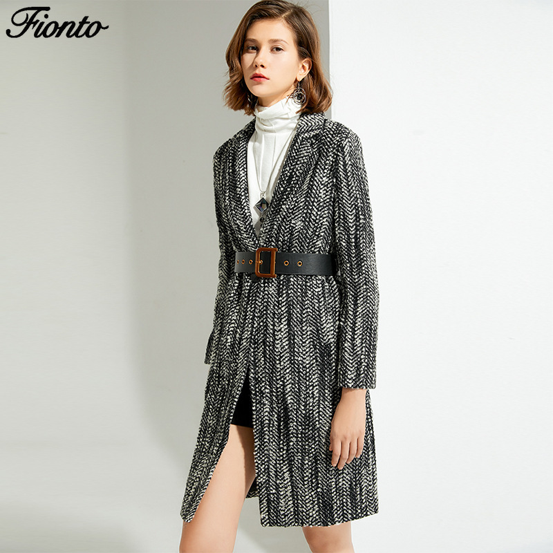 

FIONTO Winter Wool Coat Women Long Outwear Coat Loose Cardigans Long Sleeve Knitted Wool Overcoat Manteau Femme Hiver Elegant, P3