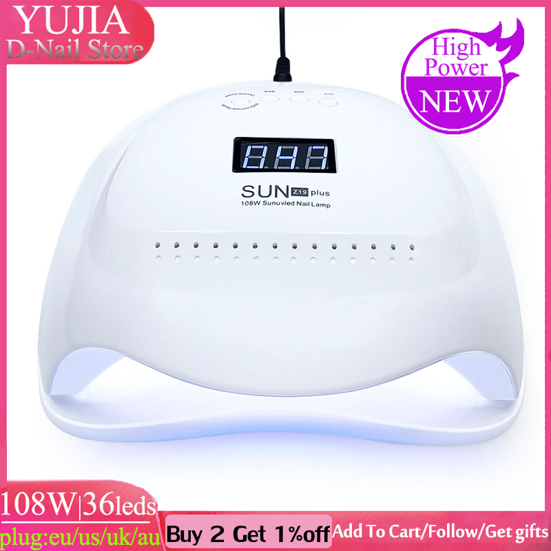 

New SUN Z19Plus 108W LED UV Lamp For Daul Hands Manicure 36LEDs Drying Machine SUNUV Auto Sensor Nails Dryering Nail art Tools, 6w