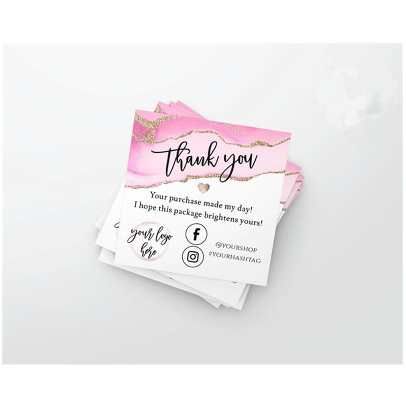 

Greeting Cards Custom Modern Packaging Insert Card MINI Pink Gold Thank You For Your Order Small Business