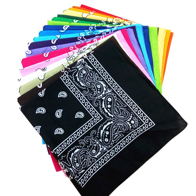 

New Unisex Outdoor Bandana Square Scarf 55cm*55cm Black Red Paisley Headband Wrist Hairwrap Printed For Women/Men/Boys/Girls