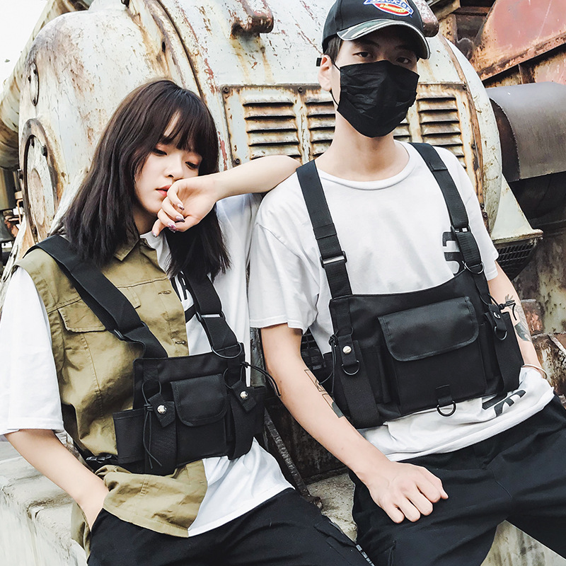

Functional Tactical Chest Bag For Men Fashion Hip Hop Vest Streetwear Bag Waist Pack Women Black Chest Rig, Big