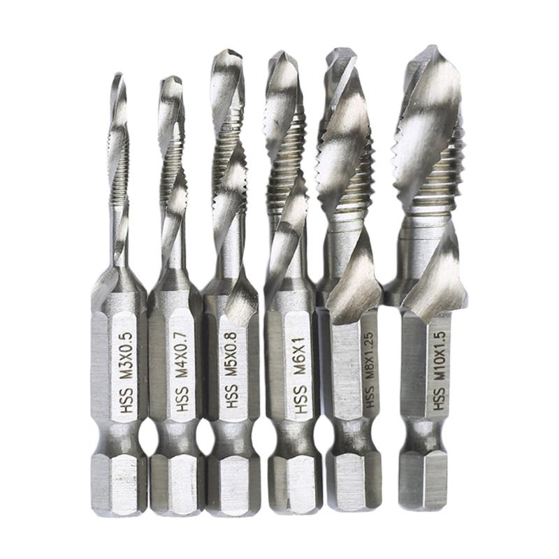 

1pcs Metric Screw Taps Dril Bits 1/4'' Hex Shank M3 M4 M5 M6 M8 M10 Thread Tap Spiral Screw Dril Bit Woodworking Tools