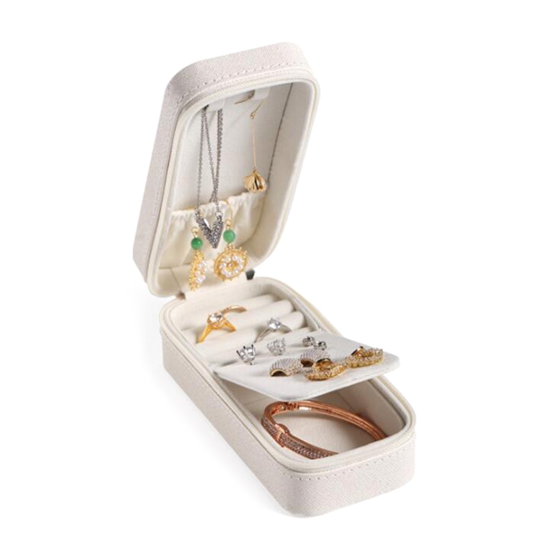 

Protable Travel Leather Rectangle Bracelet Box Brooch Jewelry Storage Case Earrings Necklace Cosmetic Organizer Display