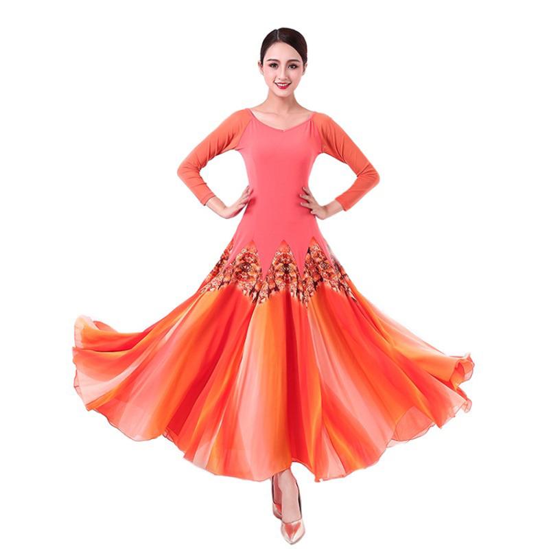 

Ballroom Dance Dress Flamenco Waltz Tango Dance Costumes For Women, Orange02