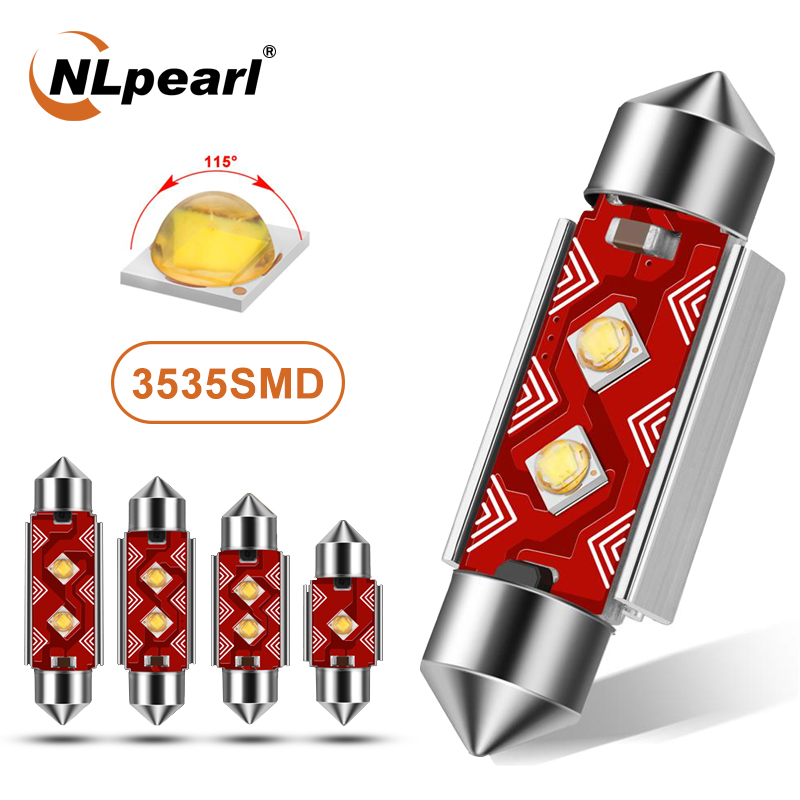 

NLpearl 2x Signal Lamp 12V C5W LED CANBUS 31mm 36mm 39mm 41mm Festoon Led Bulb C10W Car Interior Light Doom Reading Light, As pic
