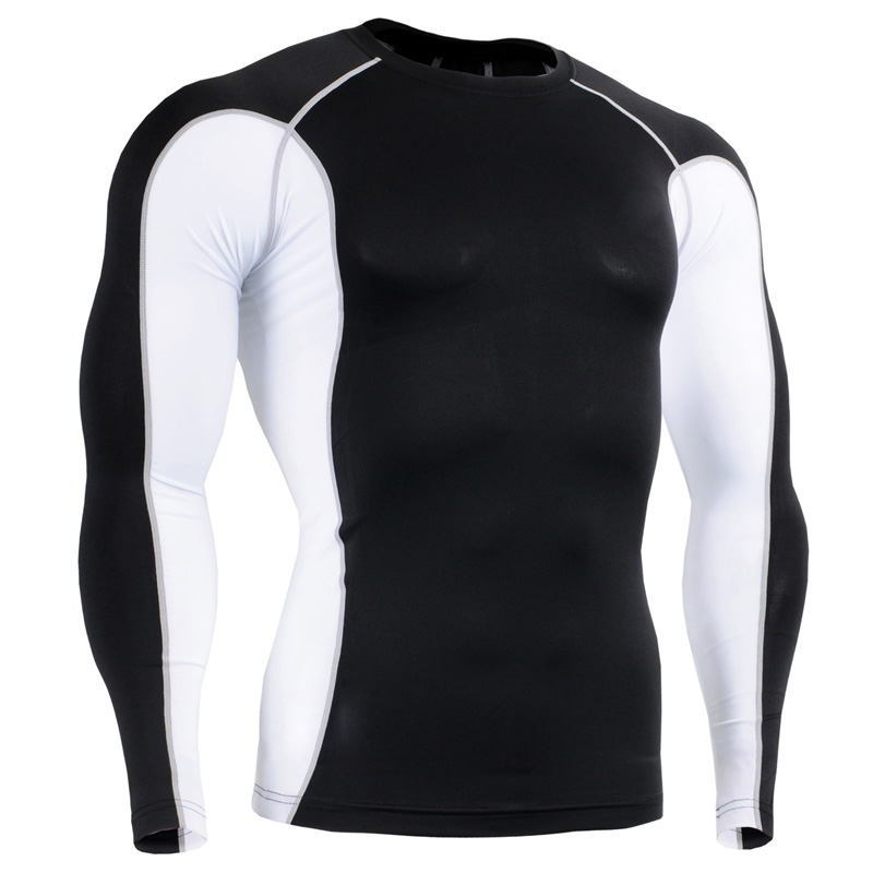 

Newest running sports t shirt contral fitness men t-shirt long sleeve football men muscle bodybuilding gym compression tights, Beige