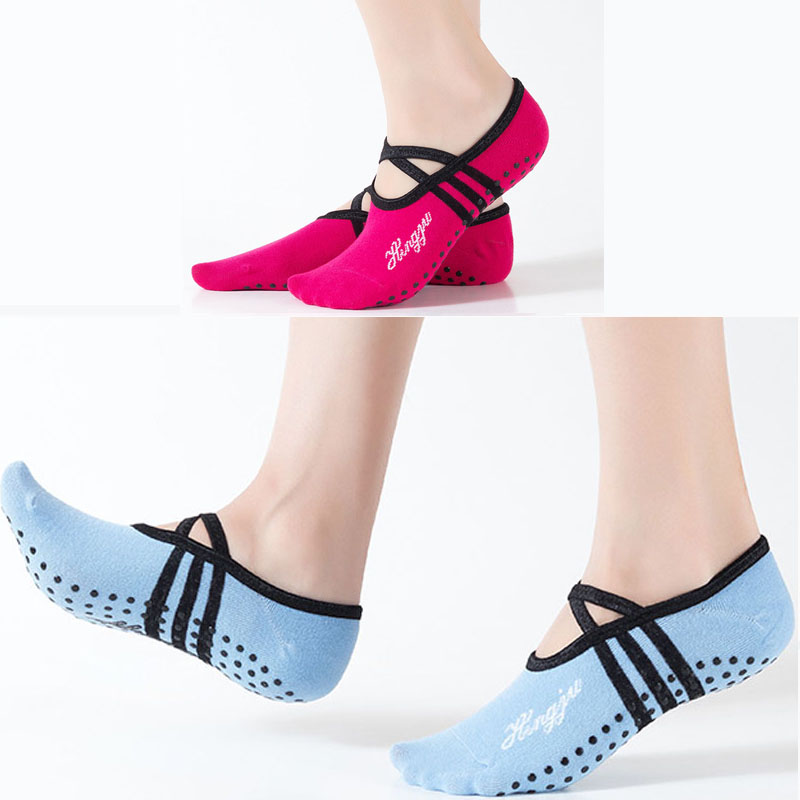 

1 pair Female Yoga Socks Anti Slip Cotton Ladies Pilates Socks Ballet Dance Fitness Sports Gym Home Women Breathable, Black