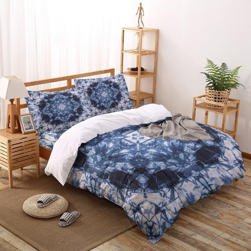 

Blue Calico Art Irregular Graphics Cloth Printed Duvet Cover Set 4 Piece Bedding Set Home Textile Customizable, As pic
