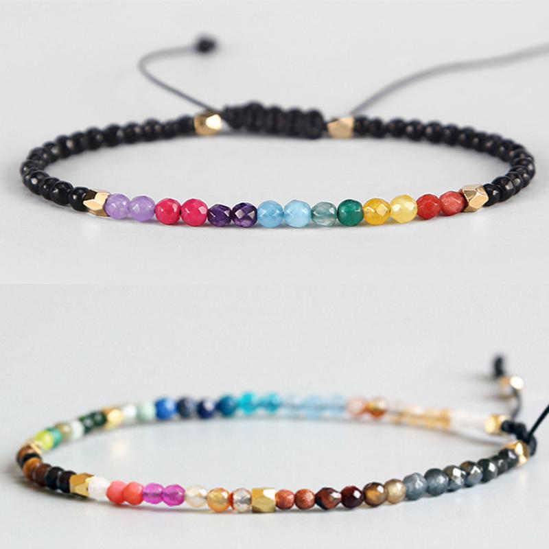 

2020 Lucky Stone Beads Bracelet Bohemia Chakra Bracelets Multicolor Small Beads Bracelet Women Holiday Jewelry Gift