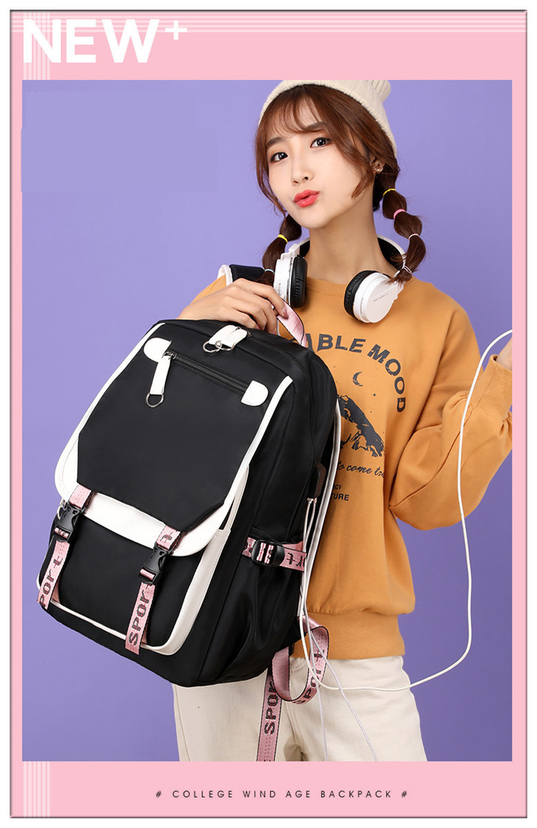 Mochila Estilo Coreano Kawaii Con Interfaz Usb Mochila Estilo Coreano Kawaii Con Interfaz Usb