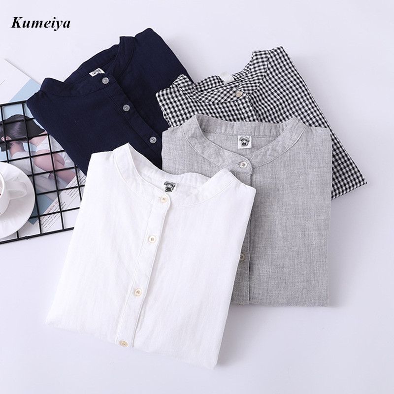 

Women Plaid Blouses Autumn Fashion Long Sleeve Comfortable Office Shirt Cotton Yarn Casual Tops Blusas Femininas, Gray