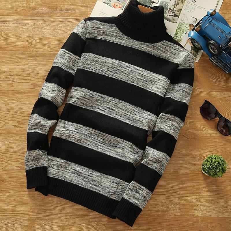 

Turtleneck Sweaters New Men Striped Long Sleeve Pullovers Men Sweater Knitwear Jumpers Jersey Cheap Winter Sweaters, Beige